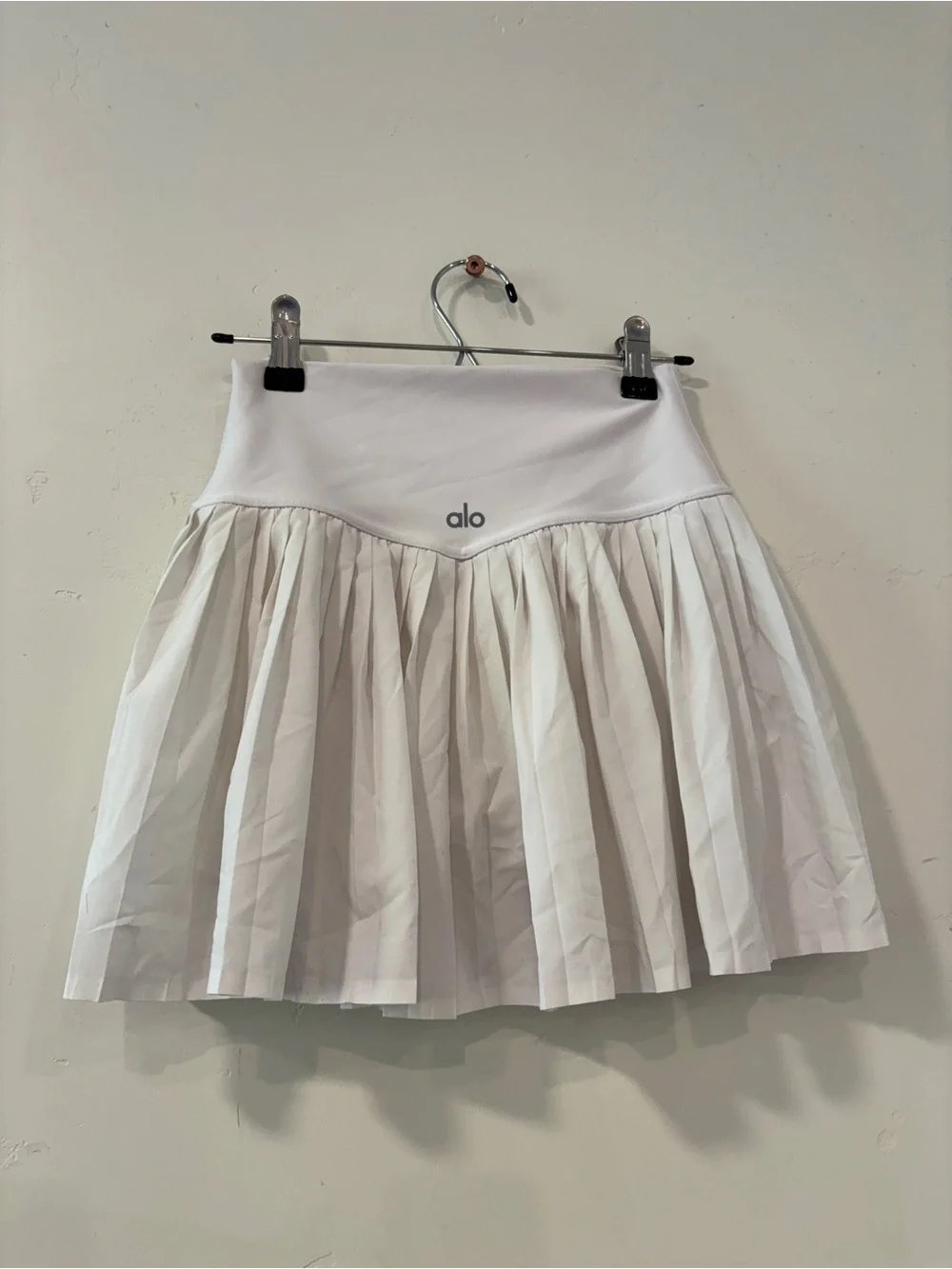 Alo Yoga Grand Slam White Pleated Tennis Skirt With Built-In Shorts Sz XS Gym